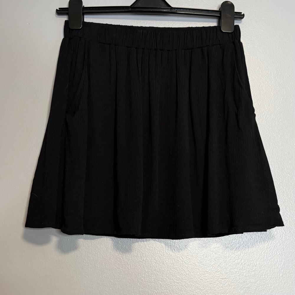 Lily White Black Gauze Flowy Mini Skirt